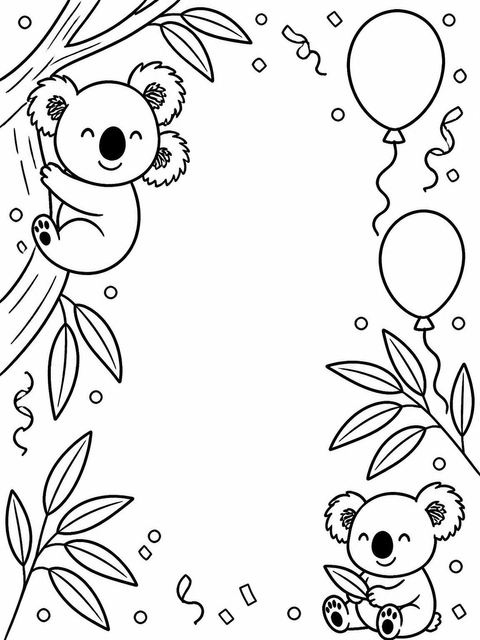 Coloring sheet in the Crayon Texture Koala 2nd Birthday Invitation design