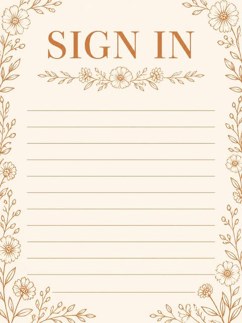Guest sign-in sheet in the Copper Wildflower Line-Art 45th Birthday Invitation design