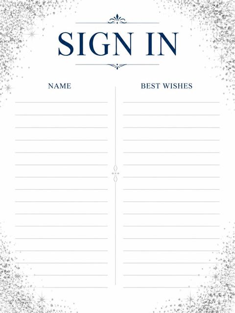 Guest sign-in sheet in the Silver Metallic 50th Birthday Invitation design