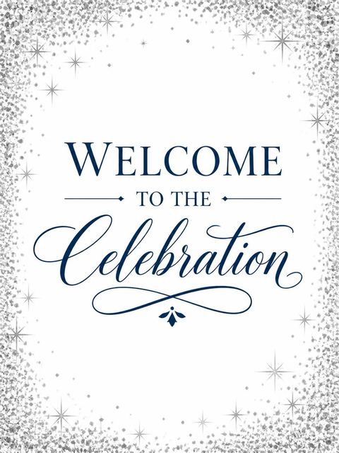 Welcome sign in the Silver Metallic 50th Birthday Invitation design