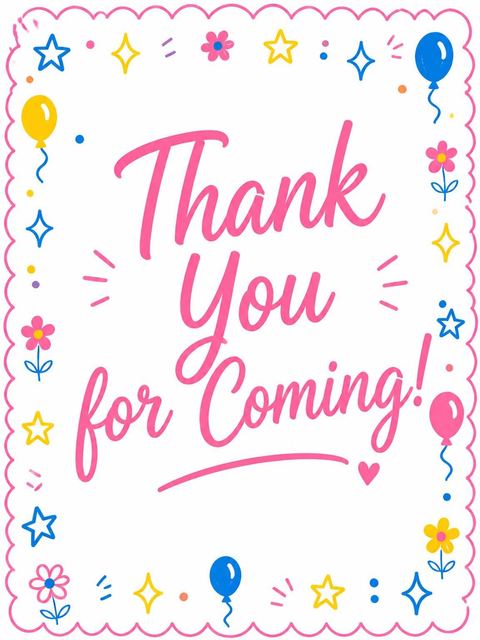 Thank-you flat in the Pink Scalloped Balloon 8th Birthday Invitation design