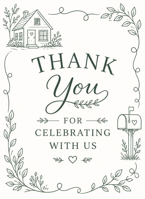 Thank-you flat in the Forrest Green Housewarming Invitation design