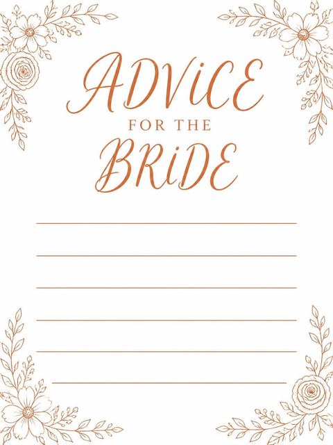 Advice card in the Terracotta Botanical Line Art Bridal Shower design