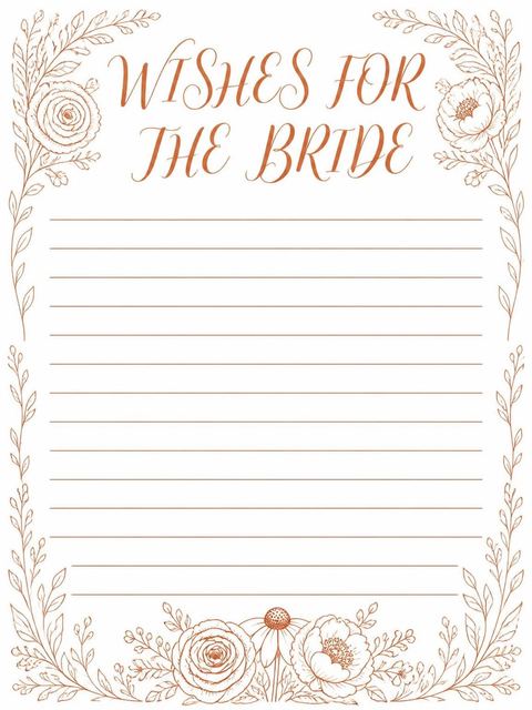 Wishes page in the Terracotta Botanical Line Art Bridal Shower design