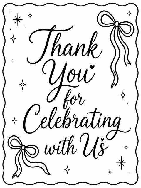 Thank-you flat in the Black and White Bow 2nd Birthday design