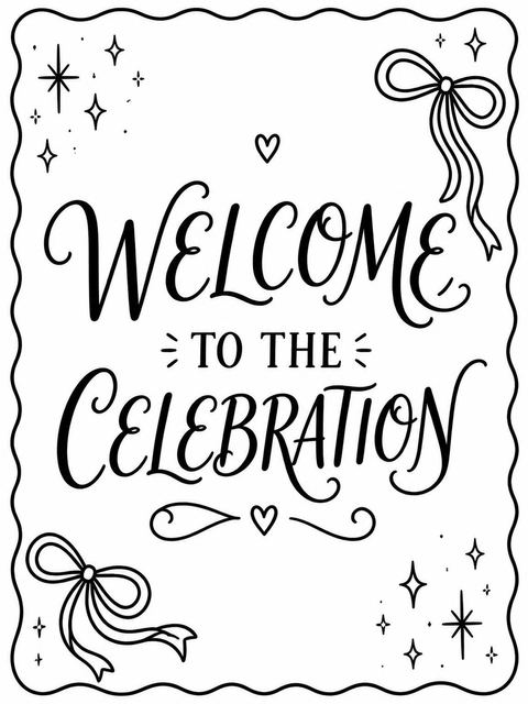 Welcome sign in the Black and White Bow 2nd Birthday design
