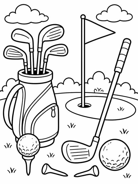 Coloring sheet in the Gold Golf Ball 1st Birthday design