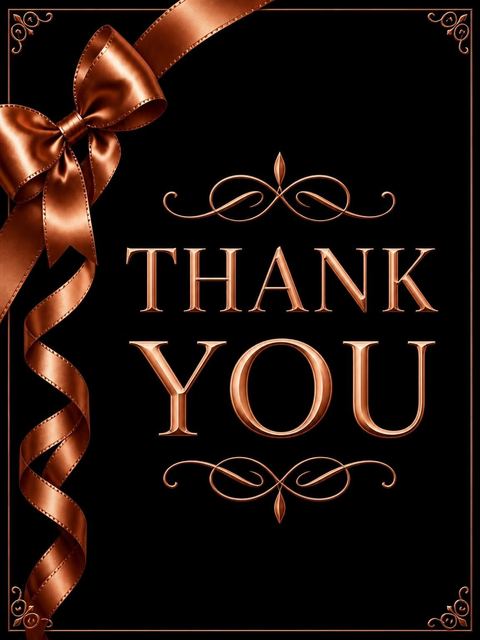Thank-you flat in the Copper Ribbon Matte Black Birthday design