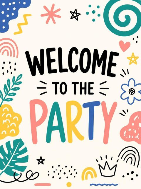 Welcome sign in the Doodle Motif Multicolored 3rd Birthday design