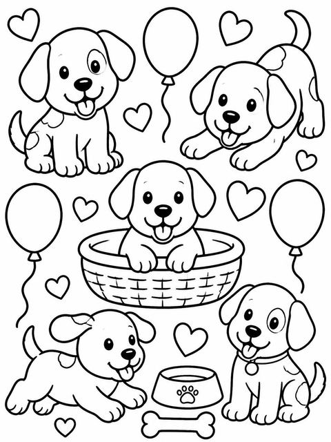 Coloring sheet in the Crayon Puppy Illustration 10th Birthday design