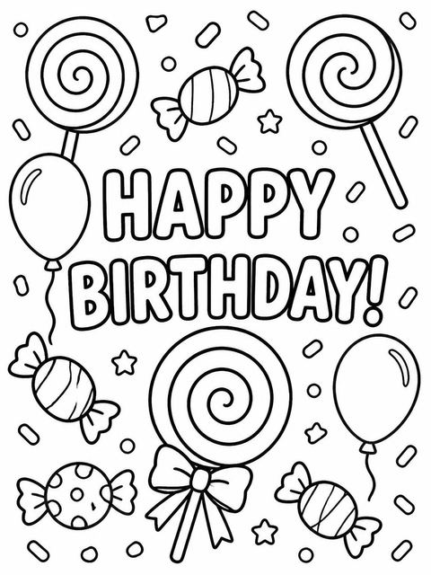 Coloring sheet in the Crayon Candy Motif 9th Birthday Invitation design