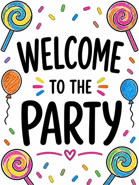 Welcome sign in the Crayon Candy Motif 9th Birthday Invitation design