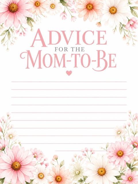 Advice card in the Pink Watercolor Daisy Baby Shower design