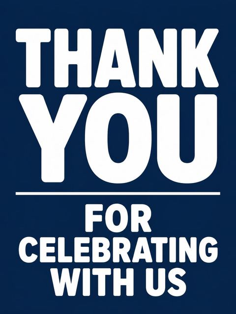 Thank-you flat in the Navy and White Bold Typographic Birthday design
