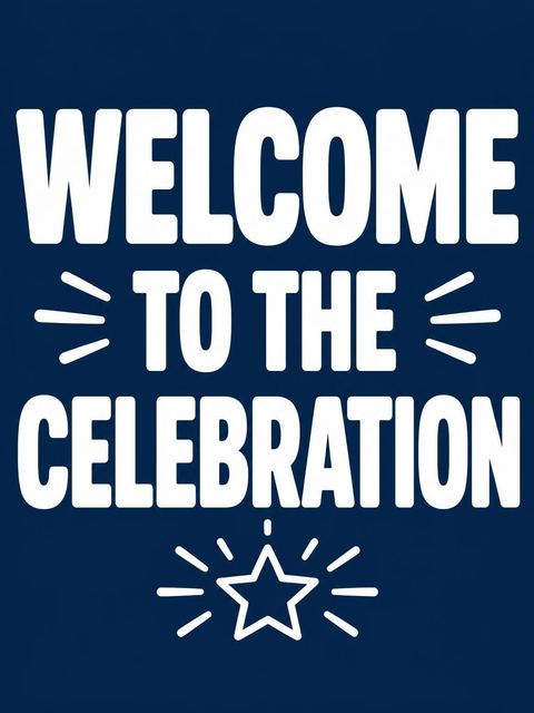 Welcome sign in the Navy and White Bold Typographic Birthday design