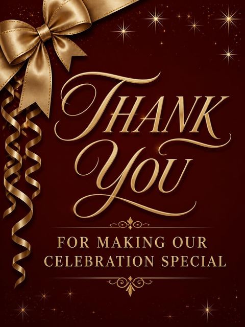 Thank-you flat in the Garnet Gold Ribbon 60th Birthday design