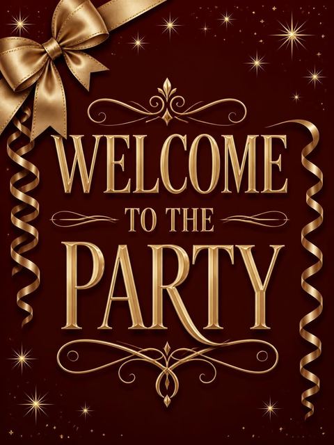 Welcome sign in the Garnet Gold Ribbon 60th Birthday design