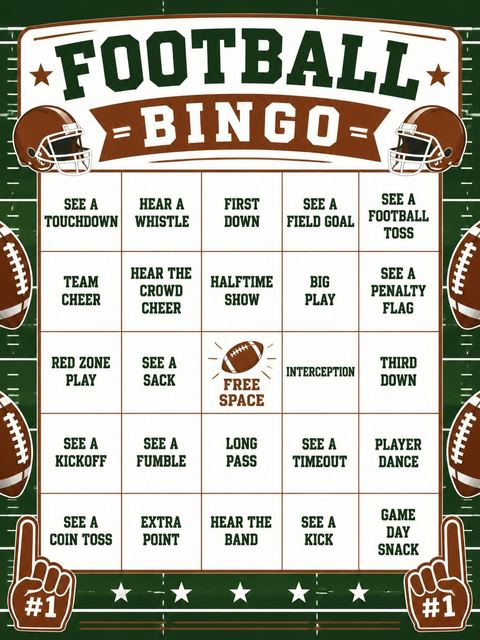 Bingo grid in the Football Graphic 7th Birthday Party Invitation design