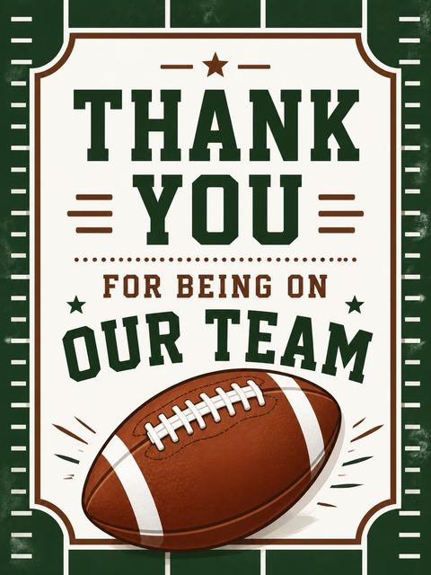 Thank-you flat in the Football Graphic 7th Birthday Party Invitation design