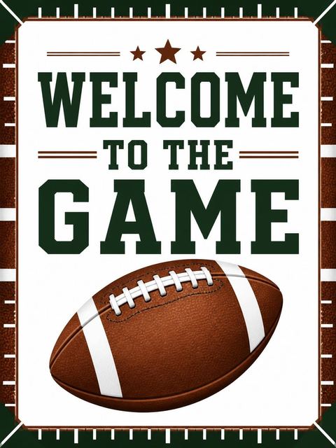 Welcome sign in the Football Graphic 7th Birthday Party Invitation design