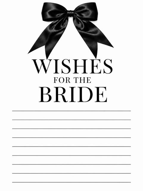 Wishes page in the Black Satin Bow Bridal Shower design