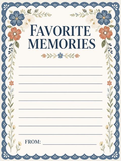 Memory card in the Dusty Blue Folk Floral 18th Birthday design