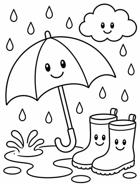 Coloring sheet in the Crayon Rainy Day 2nd Birthday design
