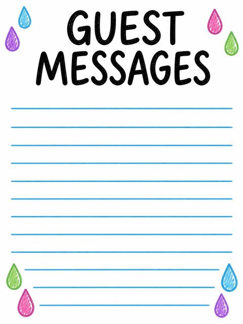 Guest sign-in sheet in the Crayon Rainy Day 2nd Birthday design
