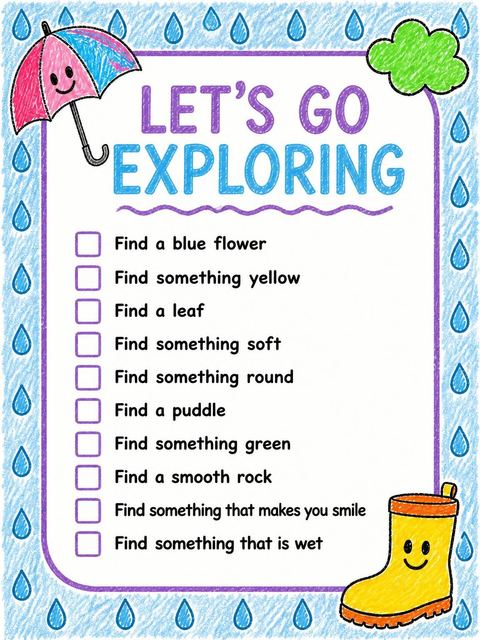 Scavenger hunt in the Crayon Rainy Day 2nd Birthday design