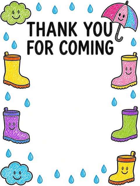 Thank-you flat in the Crayon Rainy Day 2nd Birthday design