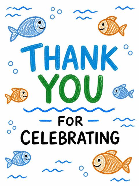 Thank-you flat in the Crayon Fishing 6th Birthday Invitation design