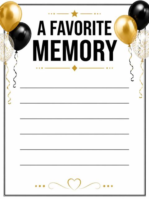 Memory card in the Metallic Gold Balloon 25th Birthday design