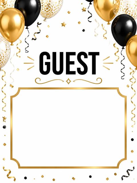 Place card in the Metallic Gold Balloon 25th Birthday design