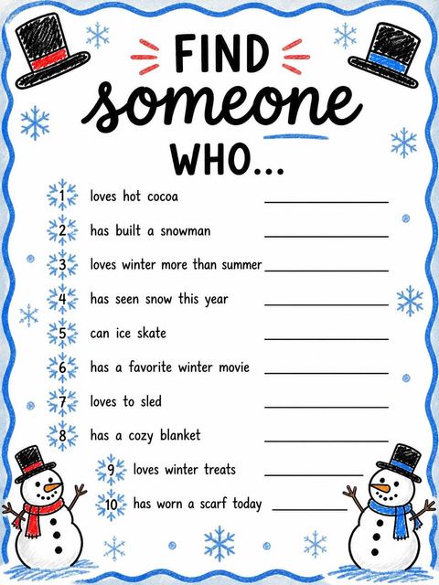 Scavenger hunt in the Colored Pencil Snowman 10th Birthday Invitation design