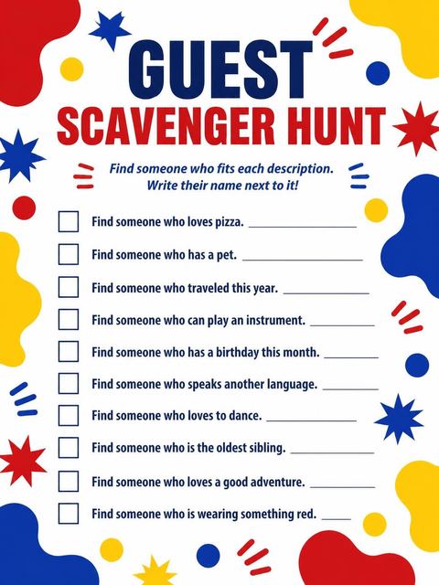 Scavenger hunt in the Primary Memphis Abstract 16th Birthday Invitation design