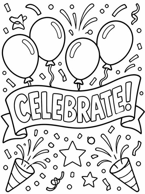 Coloring sheet in the Teal and Yellow Confetti 14th Birthday design