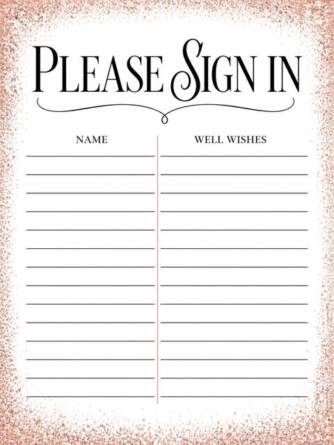 Guest sign-in sheet in the Rose Gold Foil 70th Birthday design