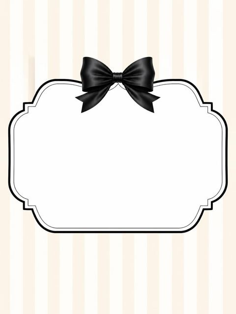 Place card in the Cream Pinstripe Black Bow Bridal Shower design