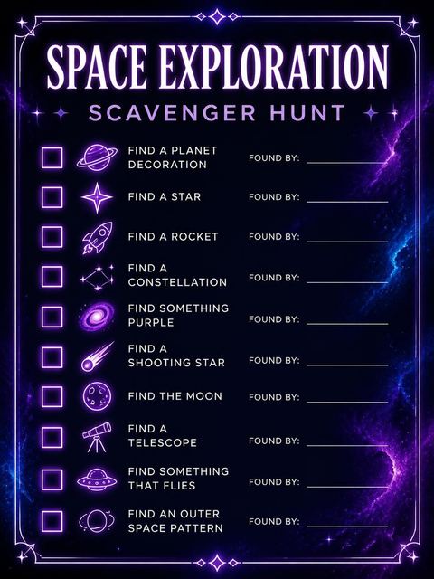 Scavenger hunt in the Nebula Galaxy 8th Birthday Invitation design