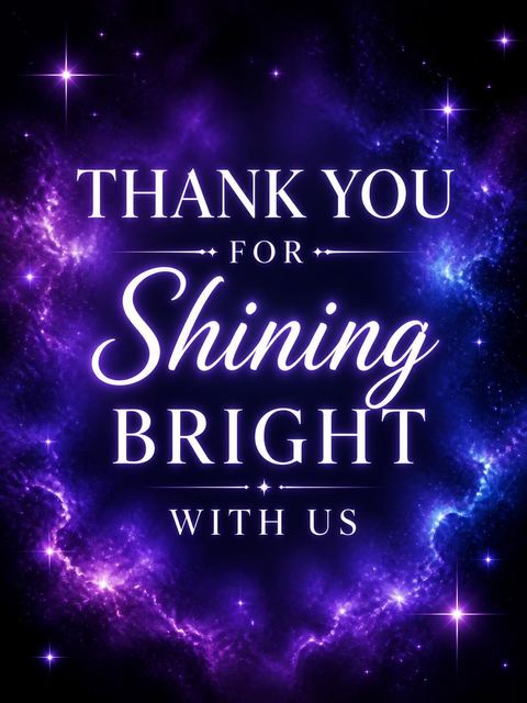 Thank-you flat in the Nebula Galaxy 8th Birthday Invitation design