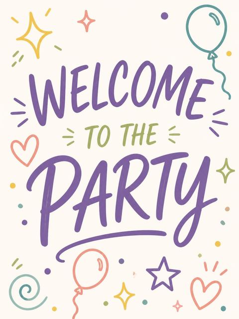 Welcome sign in the Cream Pastel Doodle 9th Birthday Invitation design