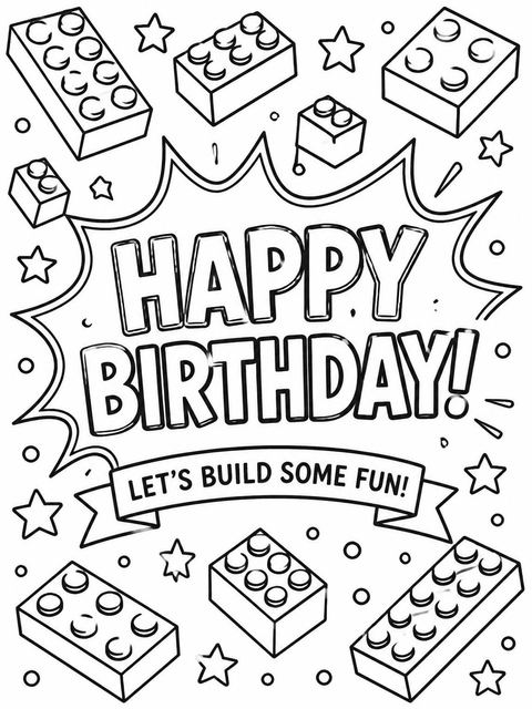 Coloring sheet in the Crayon Sketch Brick 5th Birthday design