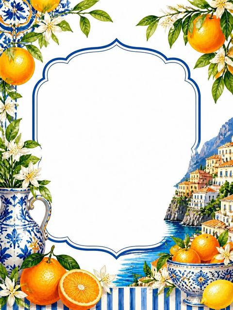 Place card in the Amalfi Citrus Ceramic Bridal Shower design