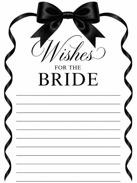 Wishes page in the Black Satin Bow Bridal Shower design