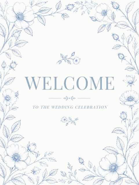 Welcome sign in the Navy Anemone Wedding Elegance design