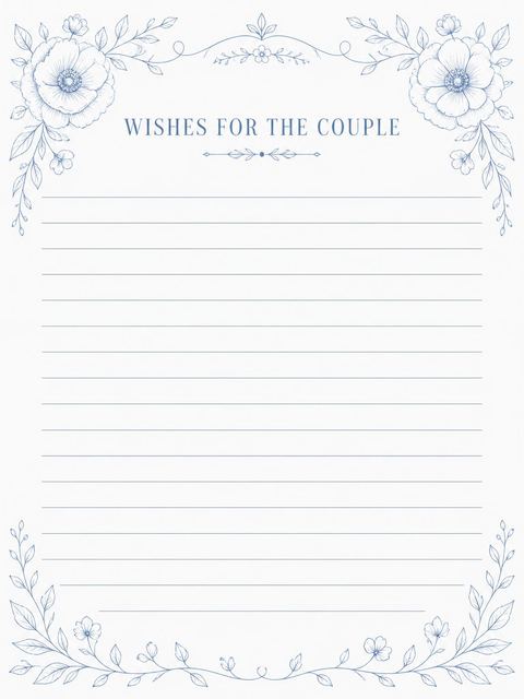 Wishes page in the Navy Anemone Wedding Elegance design