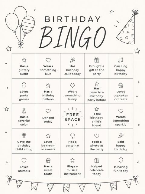 Bingo grid in the Cream Minimalist Typography 7th Birthday Invitation design