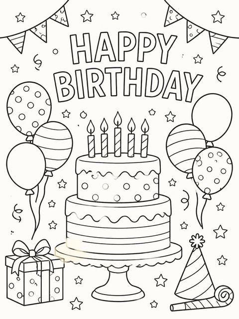 Coloring sheet in the Cream Minimalist Typography 7th Birthday Invitation design