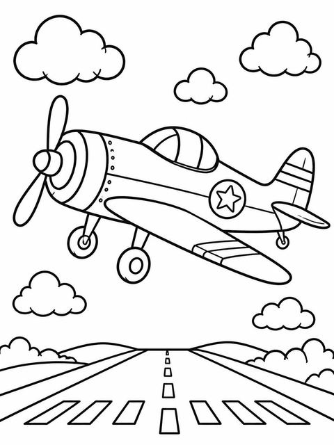 Coloring sheet in the Yellow Airplane Sky 3rd Birthday Invitation design