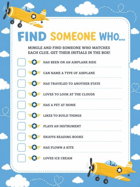 Scavenger hunt in the Yellow Airplane Sky 3rd Birthday Invitation design